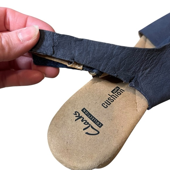 Clarks Collection Giselle Cove Wedge Sandals Womens 9 Blue Suede Slingback - Picture 4 of 9